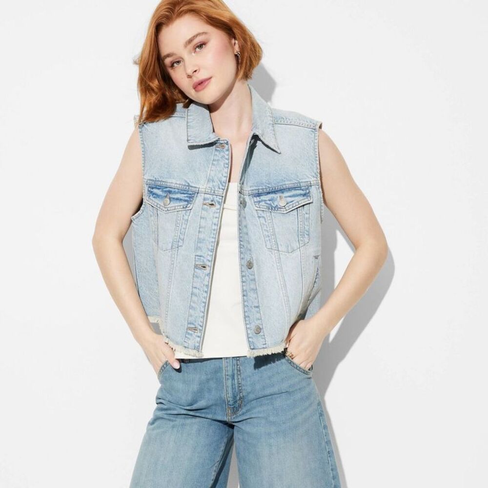 Open Box - Wild Fable - Women's Denim Oversized Trucker Vest -  Indigo